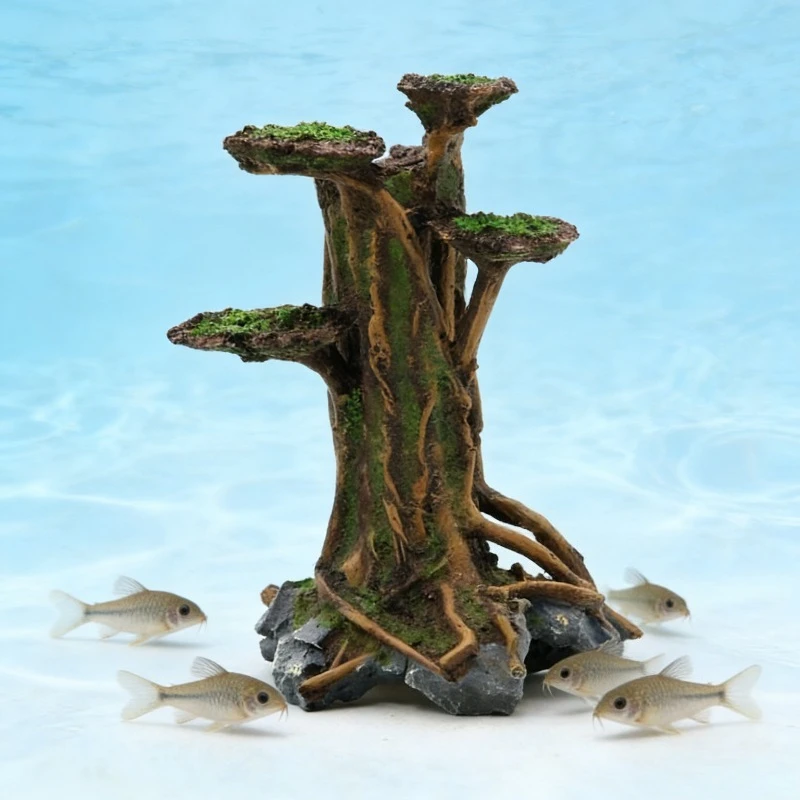 Aquarium Planted Wood - Sztuczne drzewko z mchem, dekoracja do